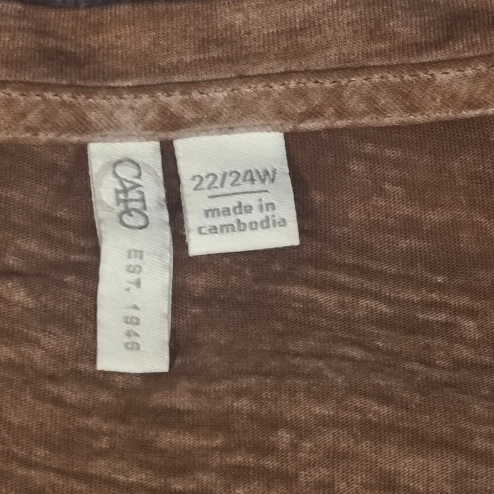 CATO Brown Mixed Media Pull Over Top Women's Plus Size 22/24W - Picture 13 of 14